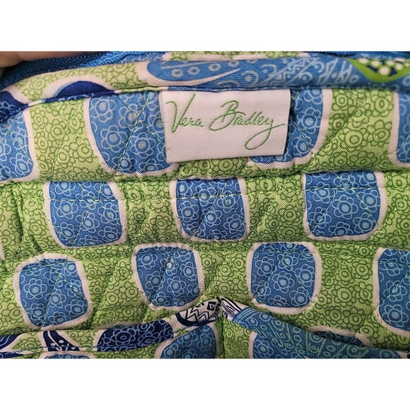 Vera Bradley Doodle Daisy Backpack Blue Green Floral Quilted School Travel Bag - Picture 10 of 13
